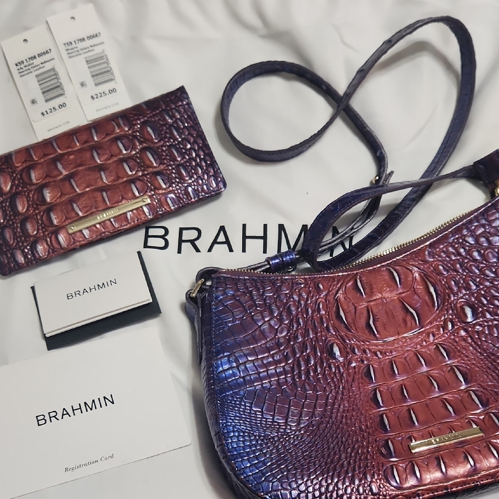 Brahmin Purple Crocodile Embossed Wallet